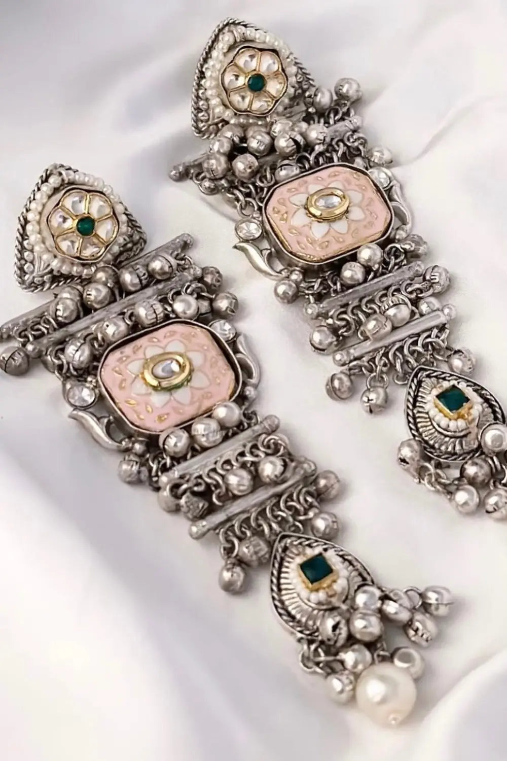 Oxidised Long Ghungroo Earrings