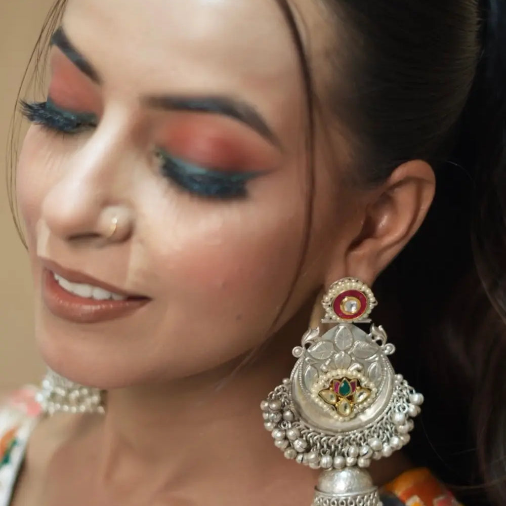 Oxidised Statement Jhumkas