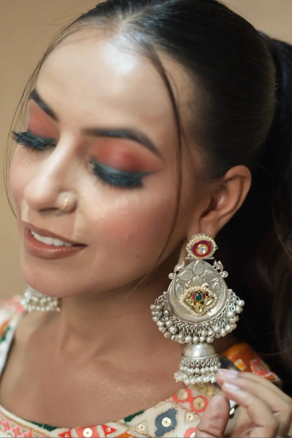 Oxidised Statement Jhumkas