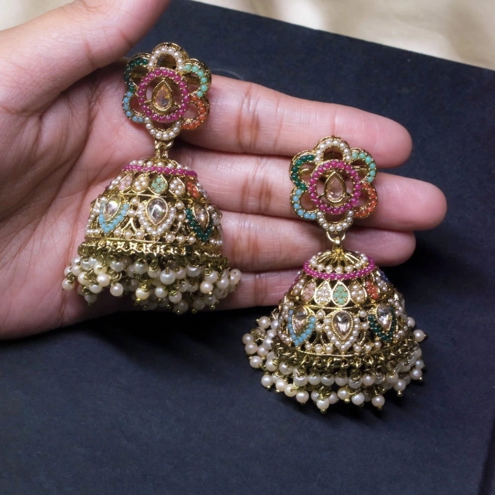 Multicolour Jadau Jhumkas