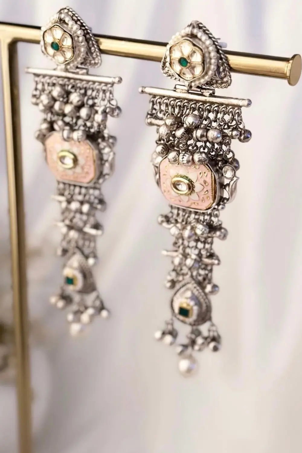 Oxidised Long Ghungroo Earrings