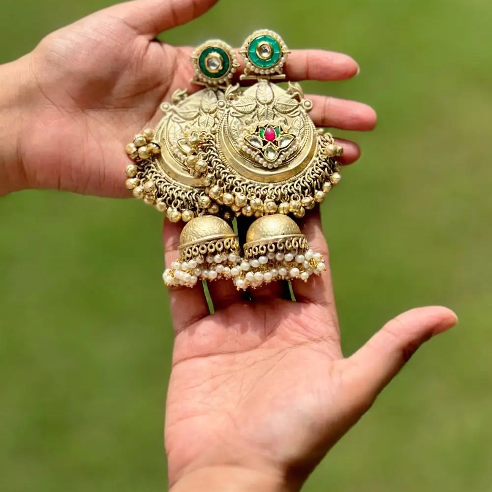 
                      
                        Antique Gold Jhumkas
                      
                    