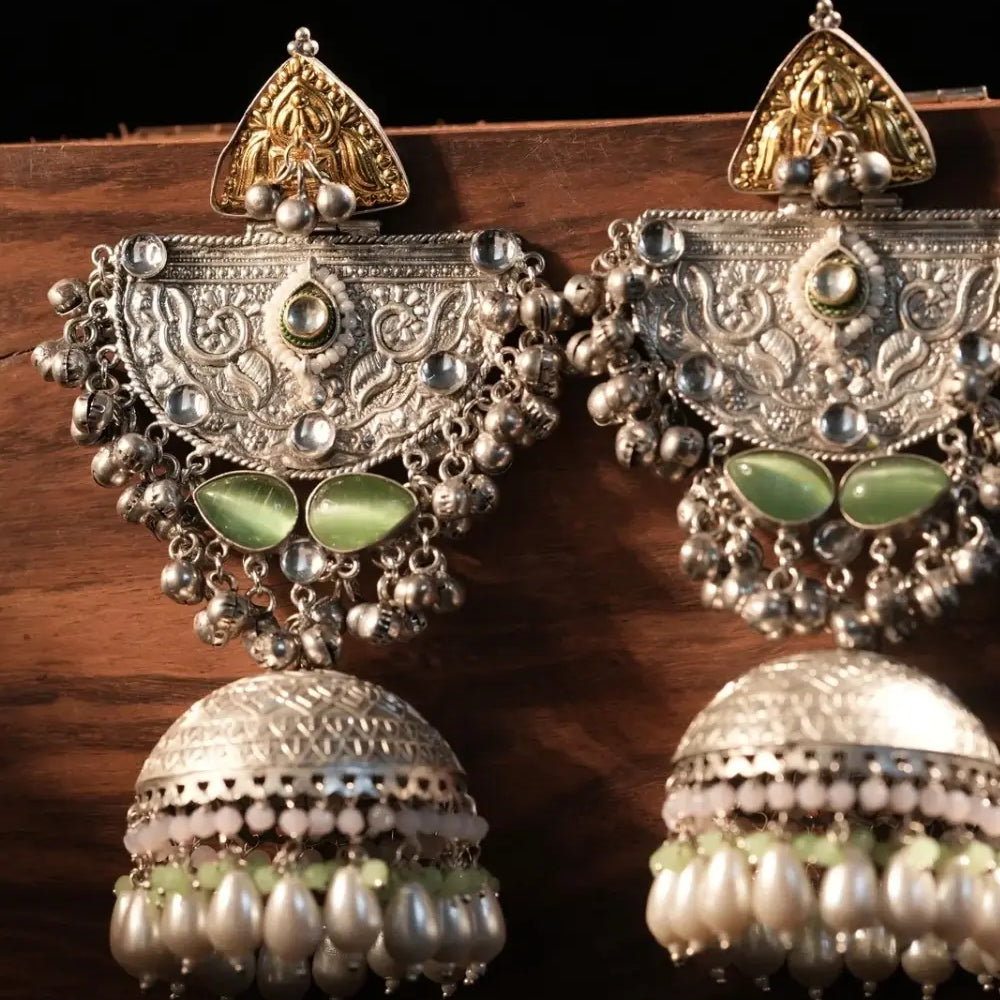 Antique Oxidised Jhumkas