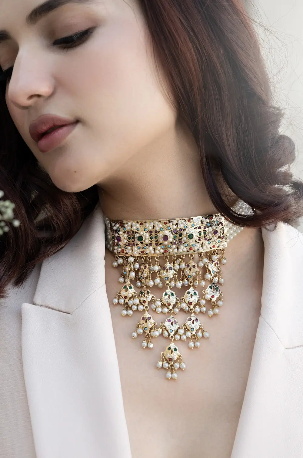 Jadau Statement Choker Necklace Set