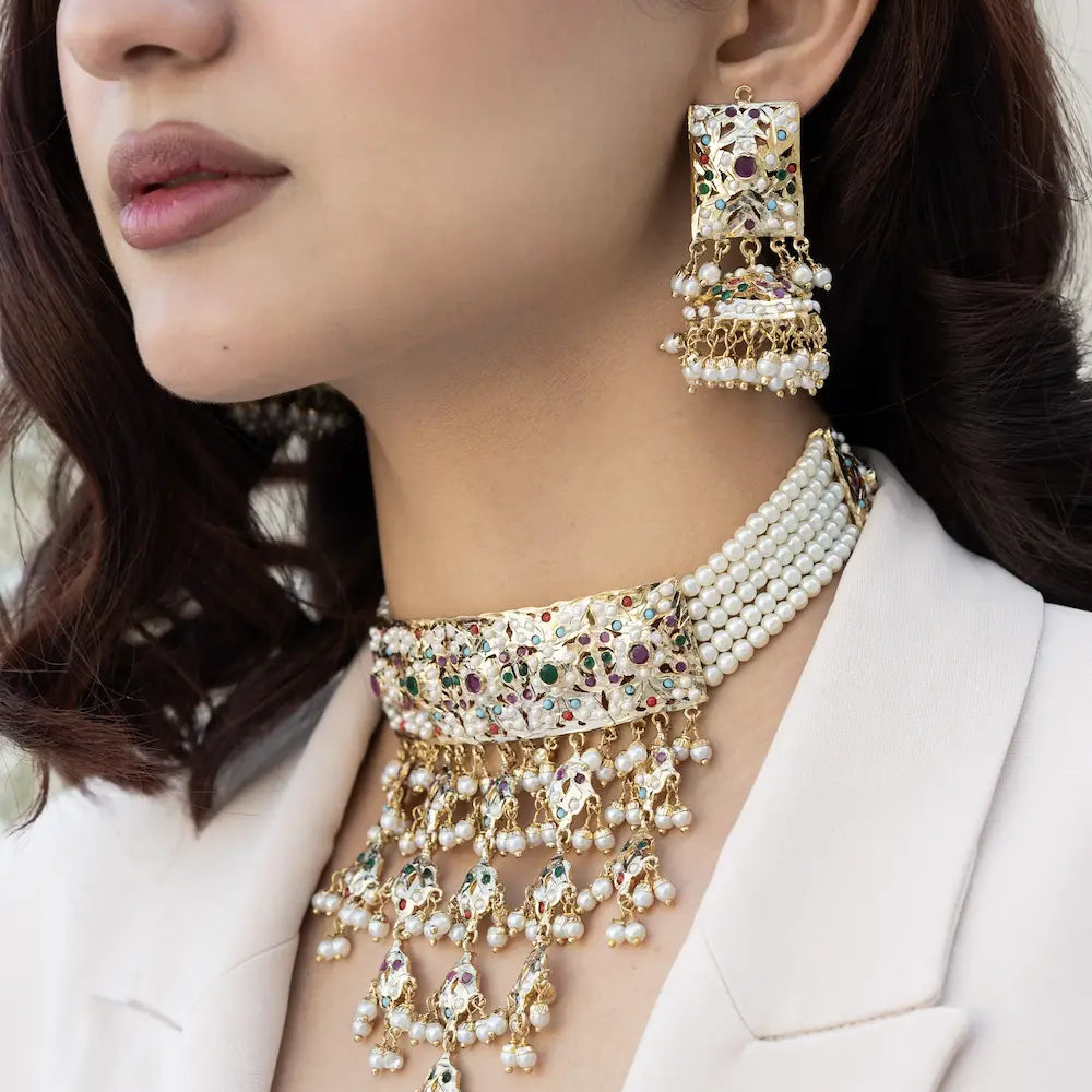 Jadau Statement Choker Necklace Set