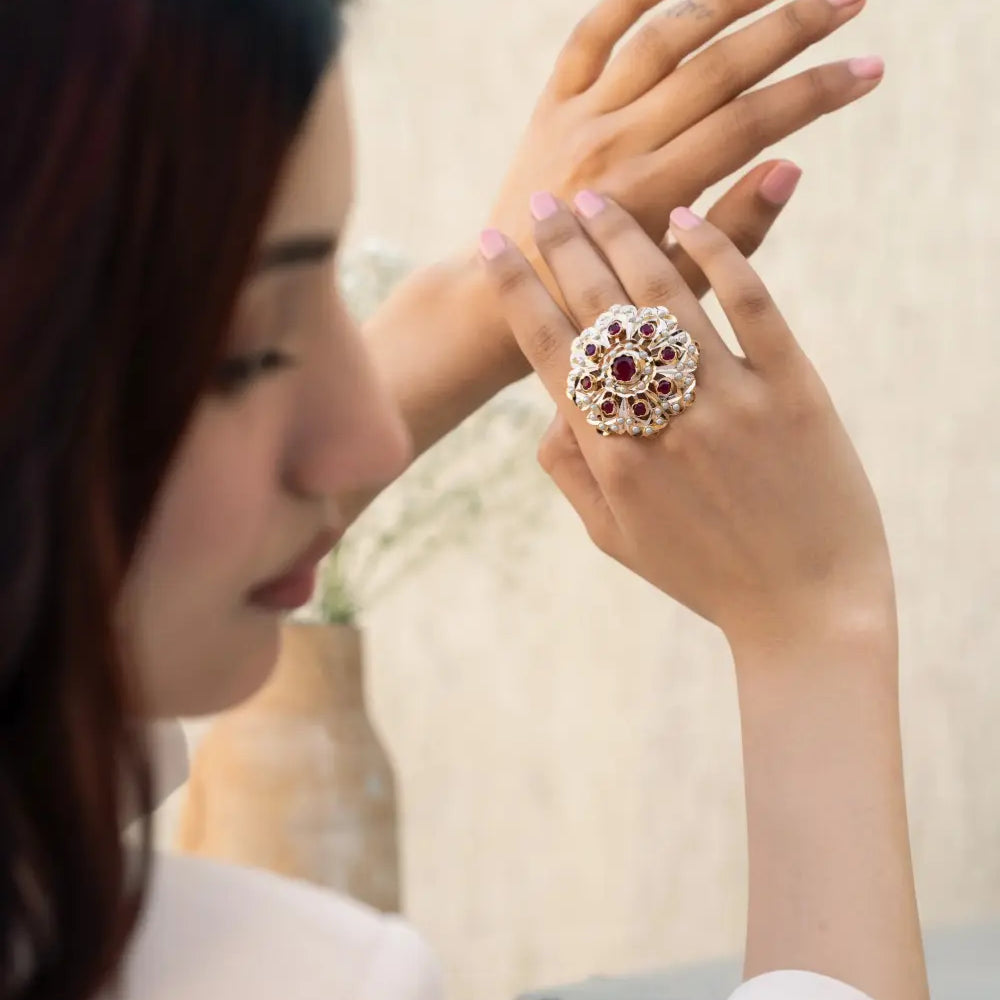 Floral Jadau Ring