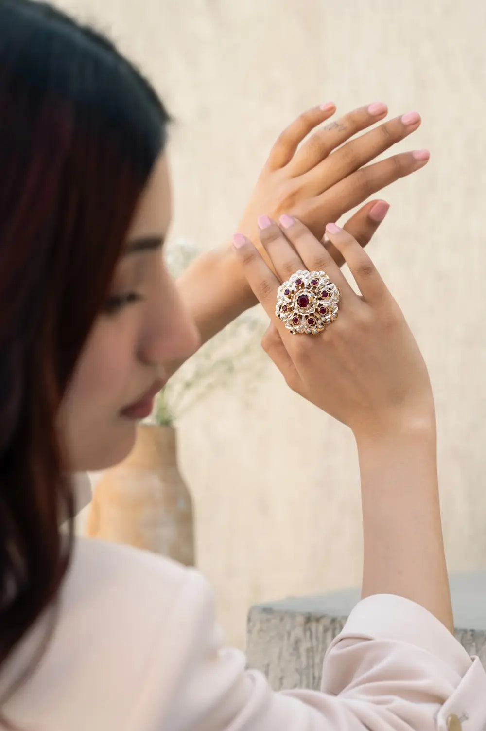 Floral Jadau Ring