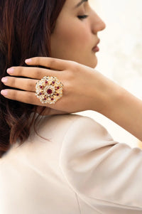 Floral Jadau Ring