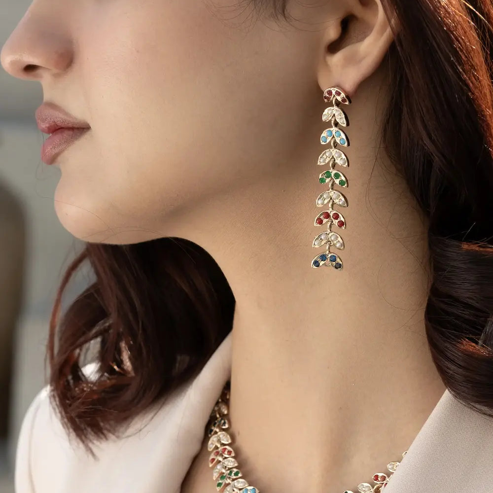 
                      
                        Multicoloured Jadau Necklace Set
                      
                    