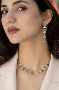 Multicoloured Jadau Necklace Set
