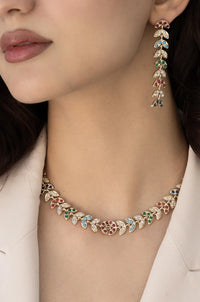 Multicoloured Jadau Necklace Set