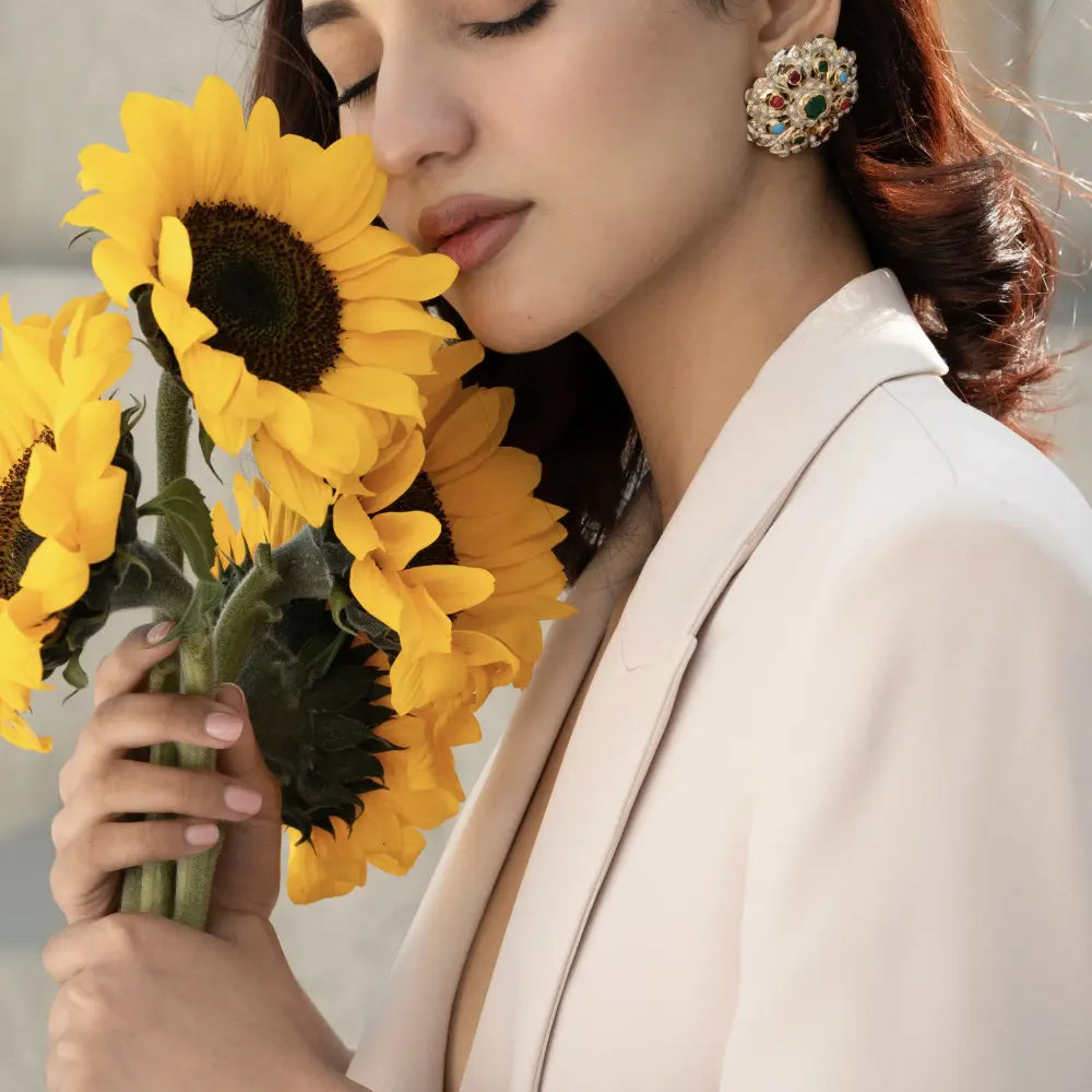 
                      
                        Floral Multicoloured Jadau Studs
                      
                    