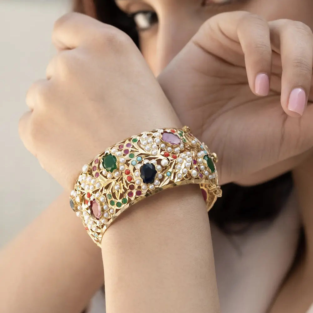 Navratan Jadau Statement Bracelet