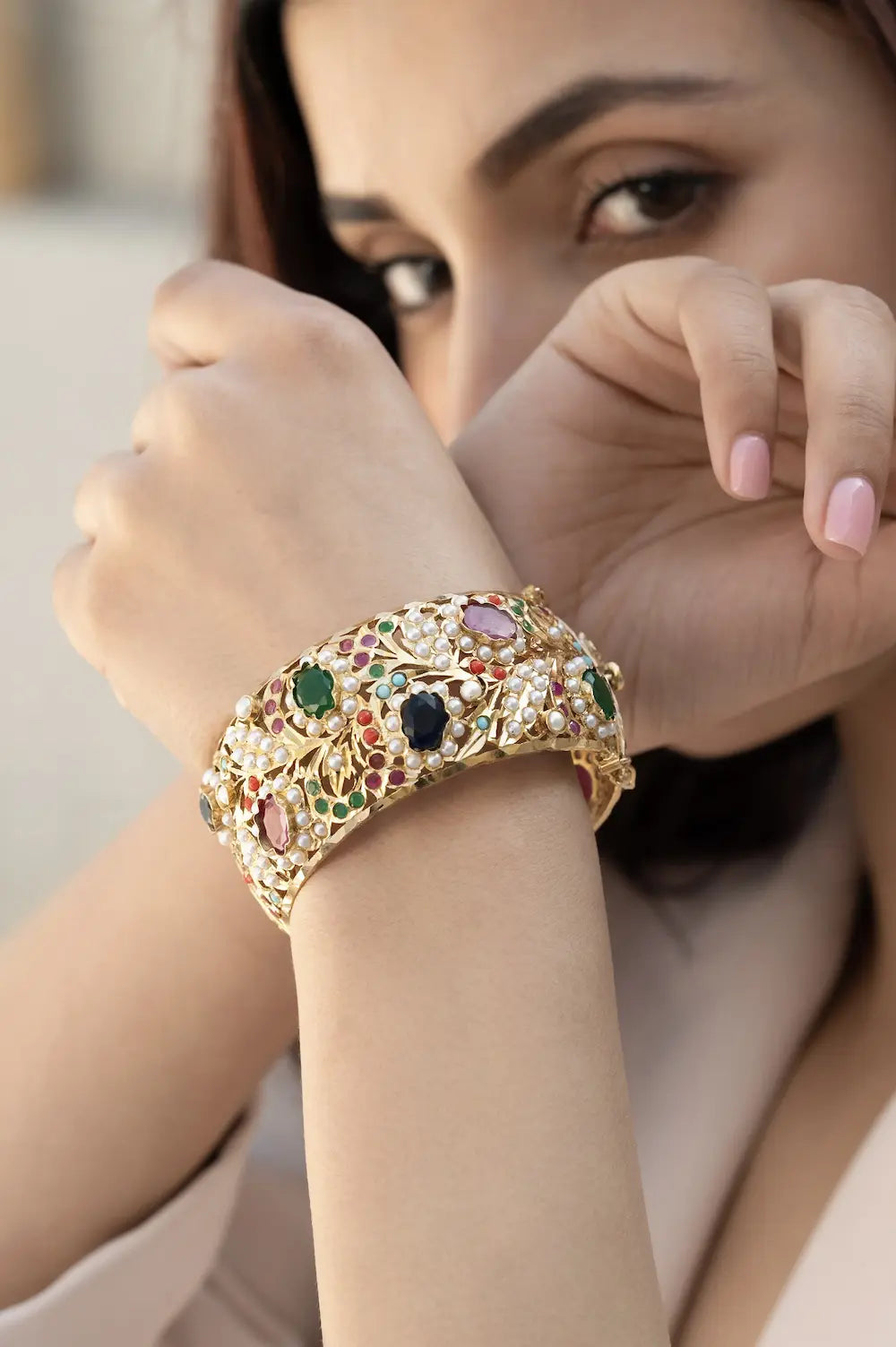 Navratan Jadau Statement Bracelet