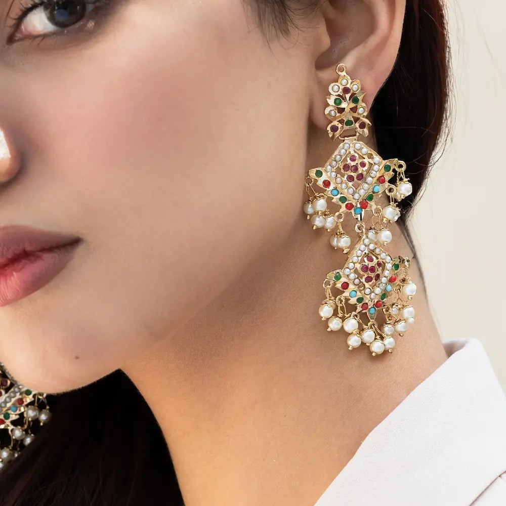 
                      
                        Multicoloured Jadau Earrings
                      
                    