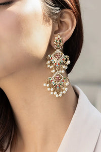 Multicoloured Jadau Earrings