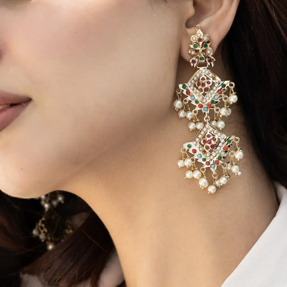
                      
                        Multicoloured Jadau Earrings
                      
                    