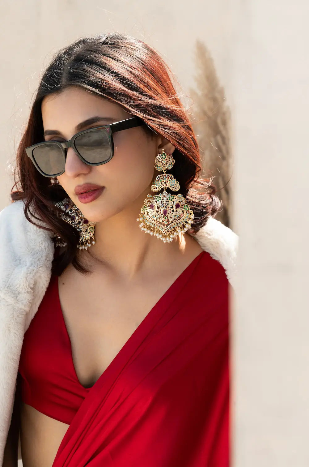 Navratan Jadau Statement Earrings