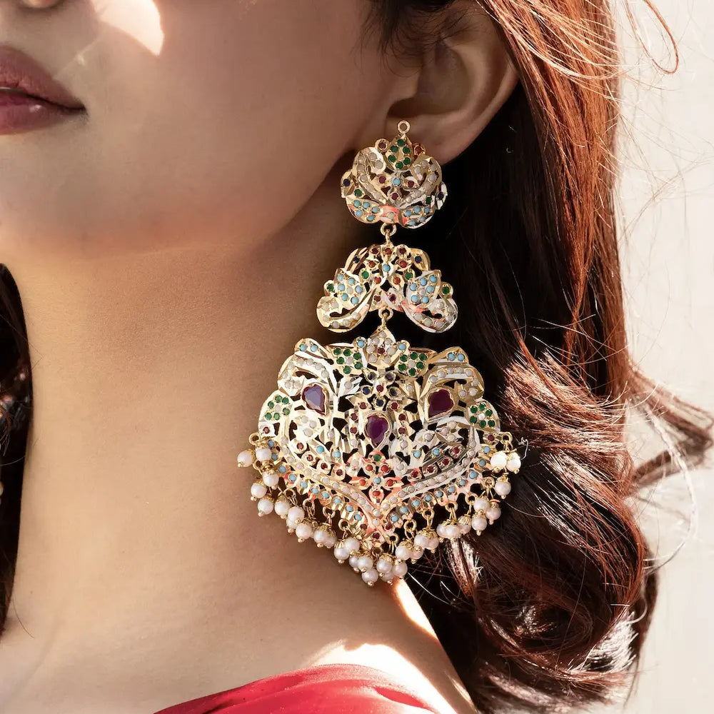 
                      
                        Navratan Jadau Statement Earrings
                      
                    