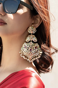 Navratan Jadau Statement Earrings