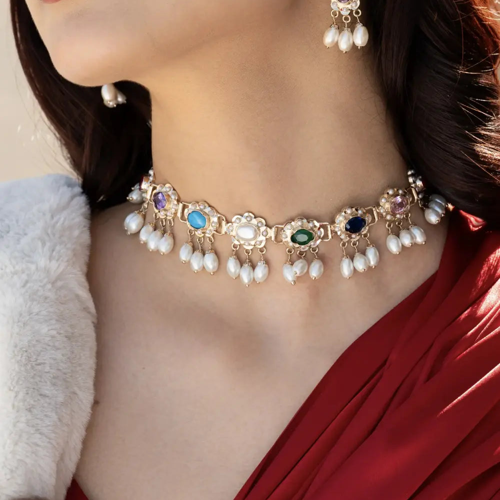 Navratan Jadau Necklace Set