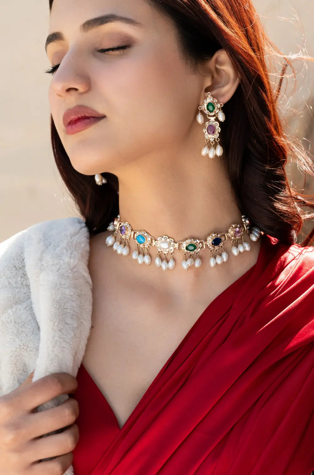 Navratan Jadau Necklace Set