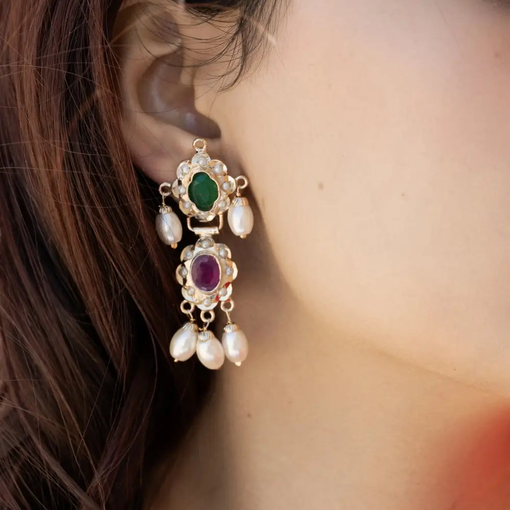 
                      
                        Navratan Jadau Necklace Set
                      
                    