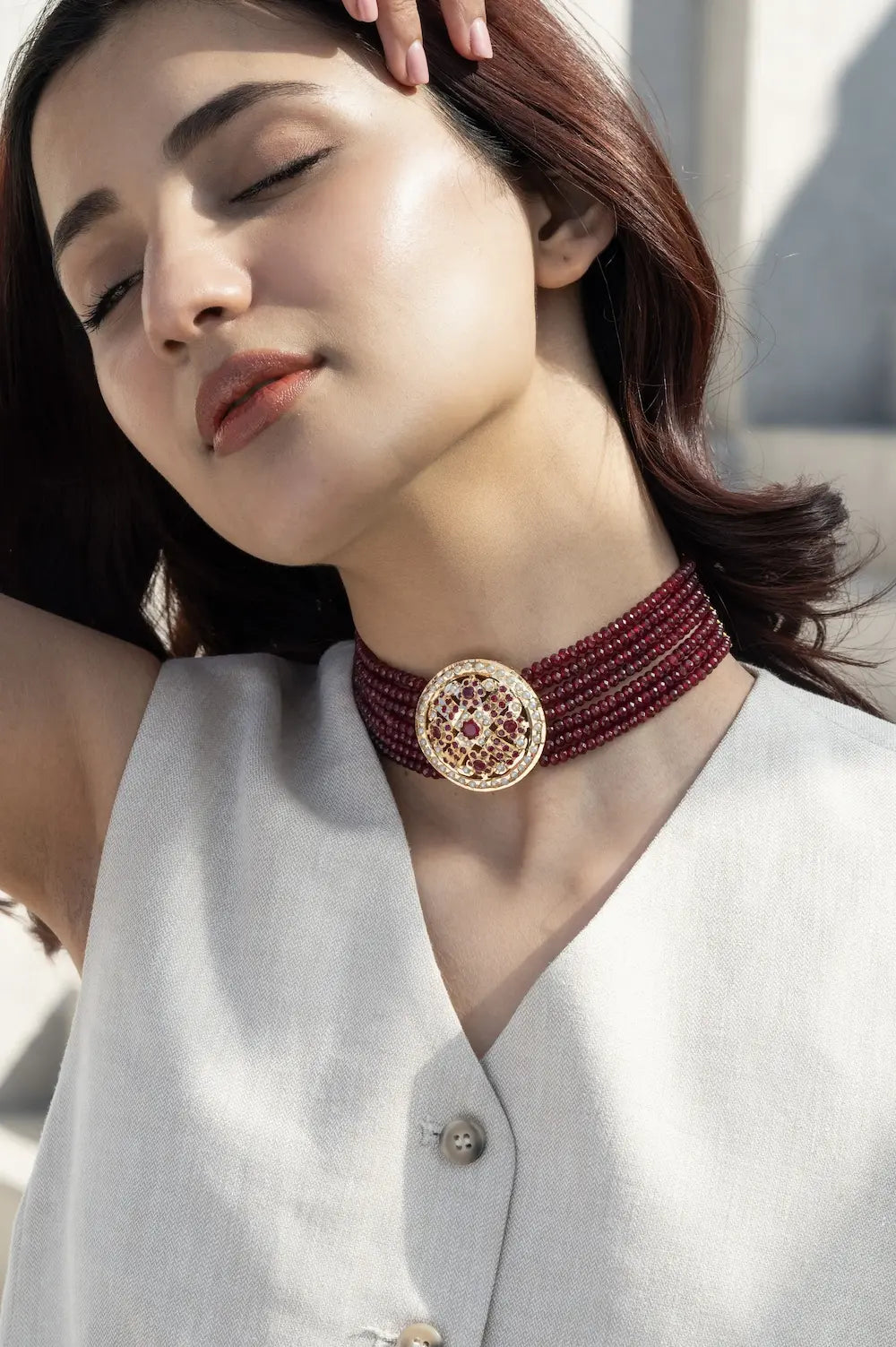 Red Jadau Choker
