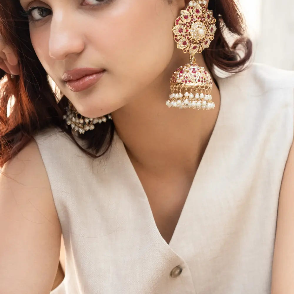 Jadau Jhumka Statement Earrings