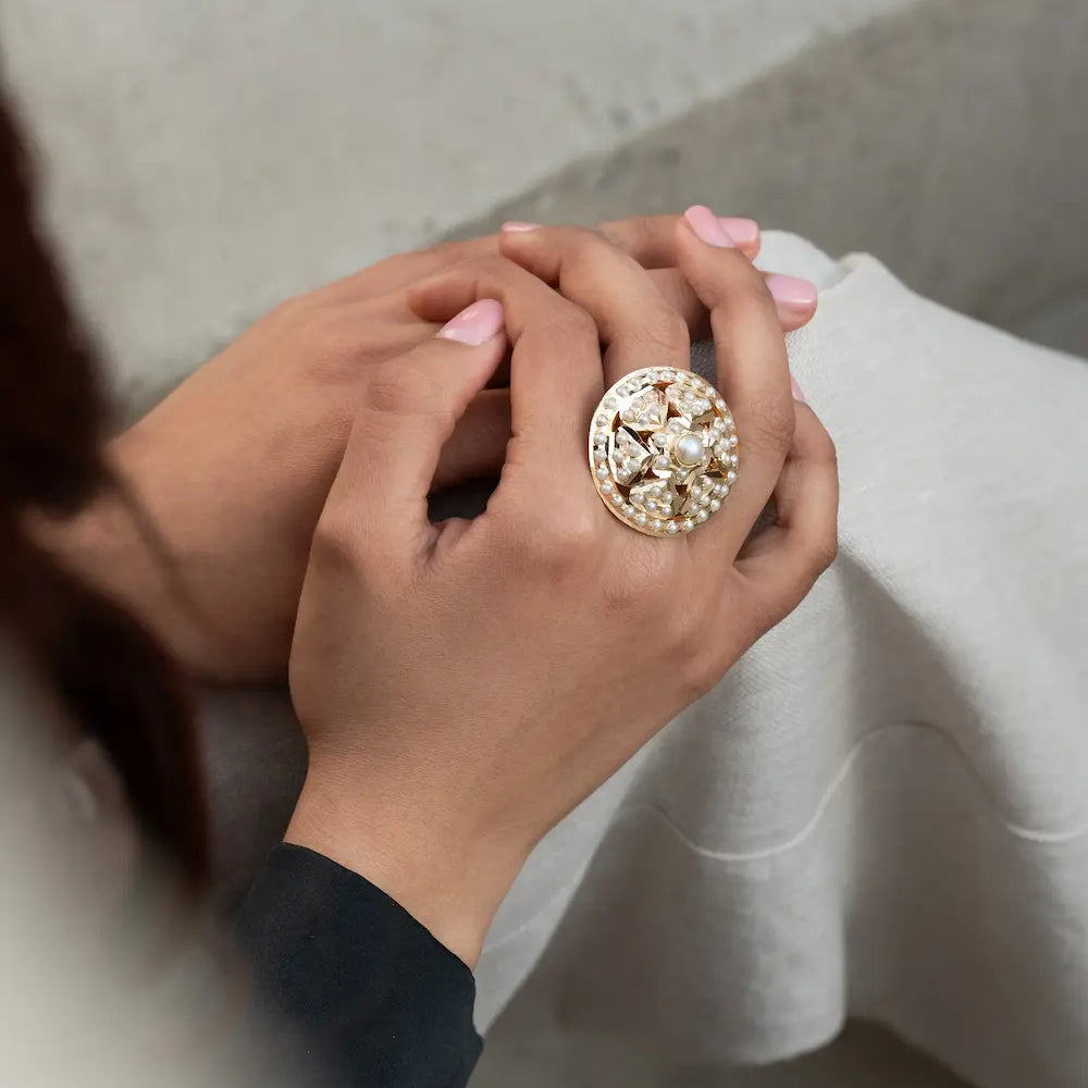 
                      
                        Jadau Pearl Ring
                      
                    