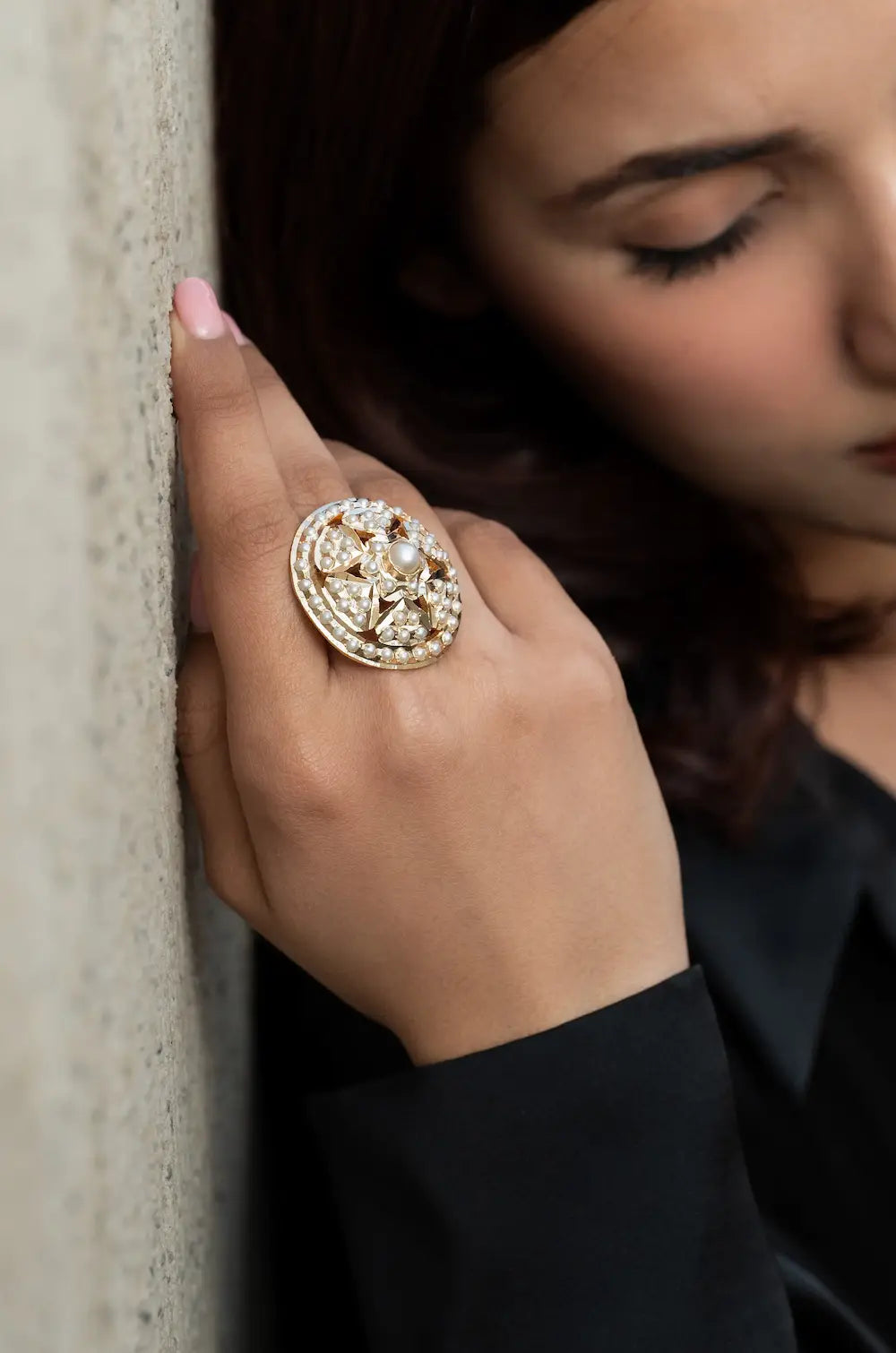 Jadau Pearl Ring