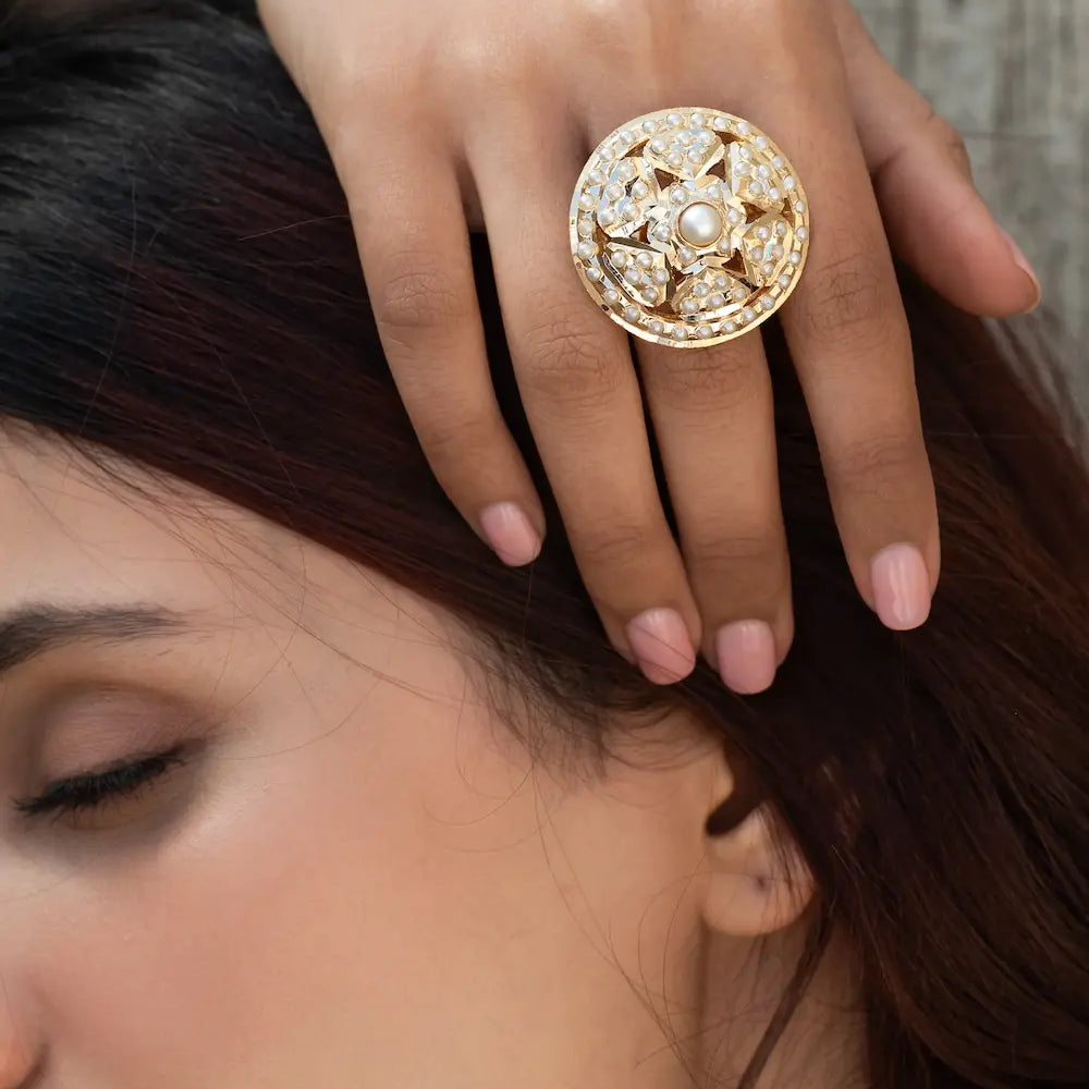 
                      
                        Jadau Pearl Ring
                      
                    