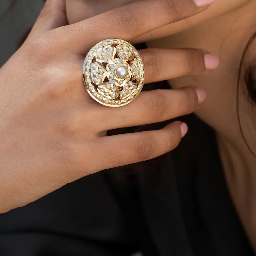 
                      
                        Jadau Pearl Ring
                      
                    