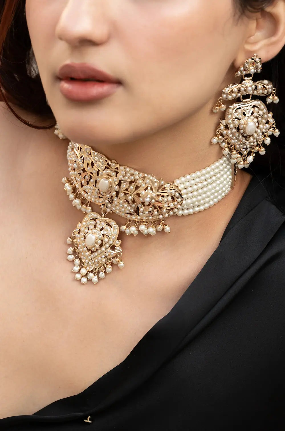 Pearl Jadau Choker Necklace Set