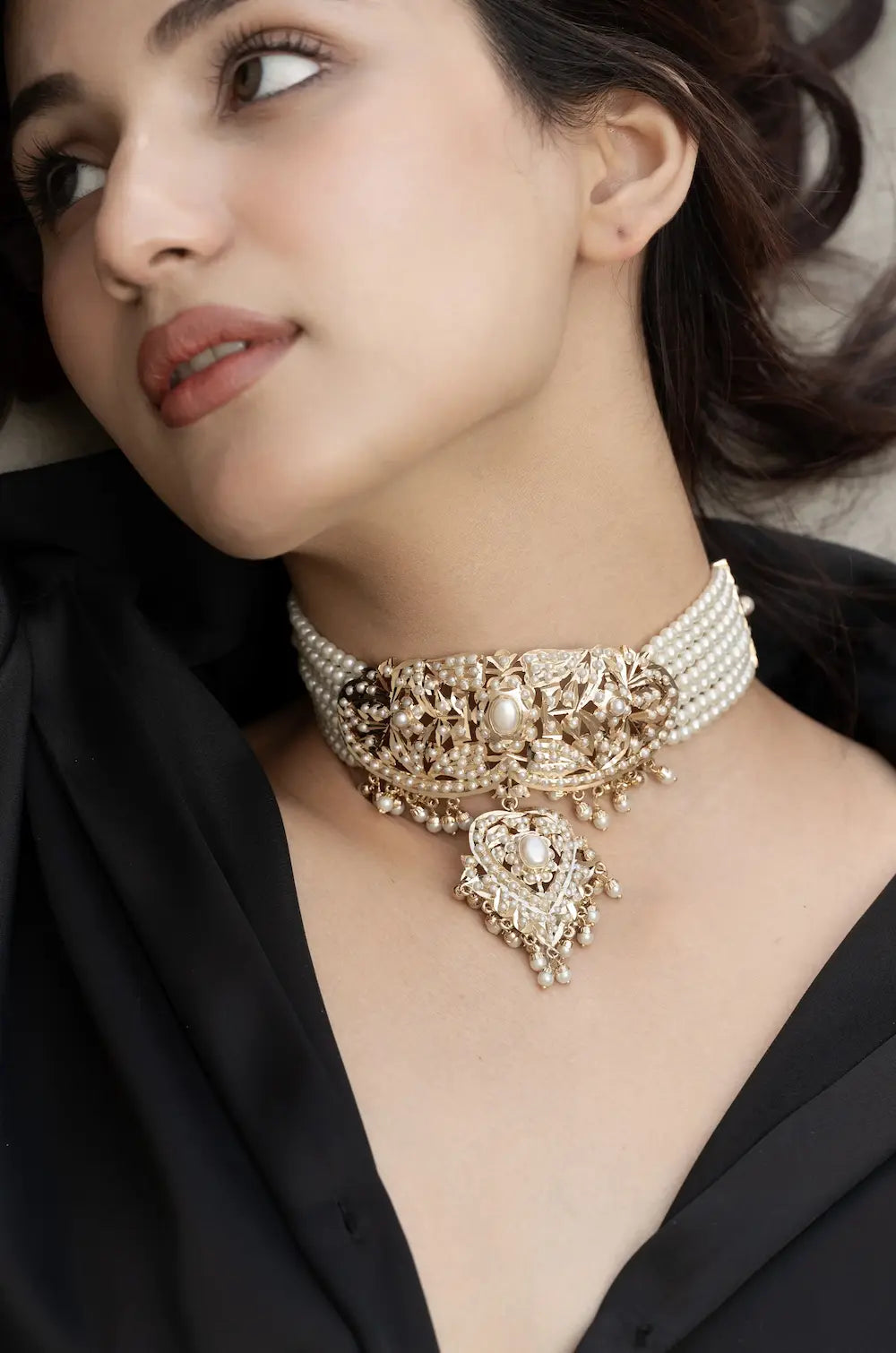 Pearl Jadau Choker Necklace Set