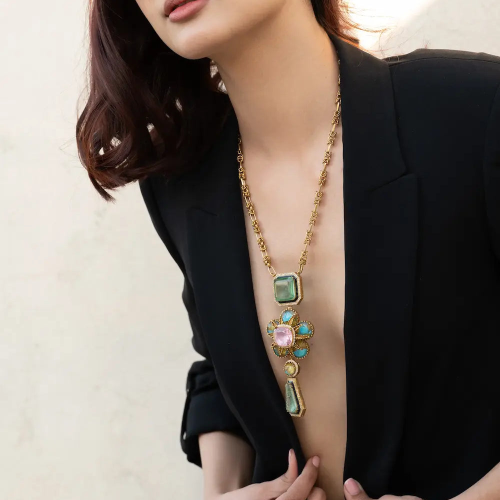 
                      
                        Floral Glam Pendent Necklace Set
                      
                    