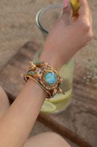 Firoza Peacock Oxidised Bracelet