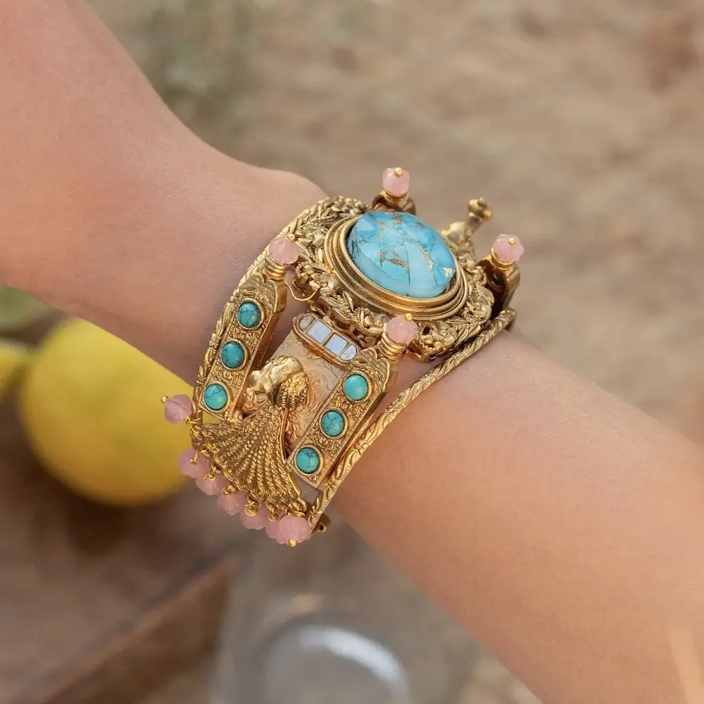 Firoza Peacock Oxidised Bracelet