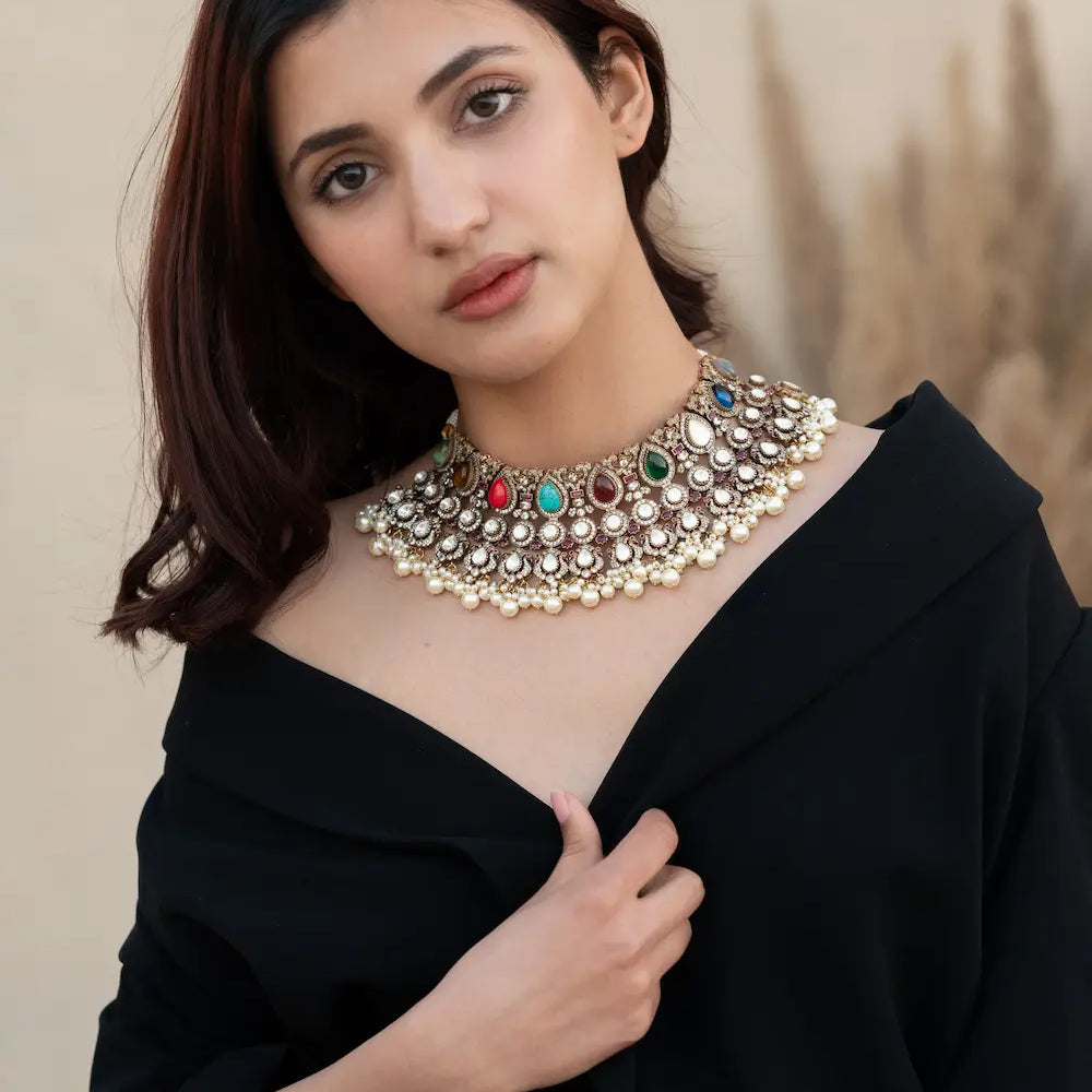 Victorian Navratan Necklace Set
