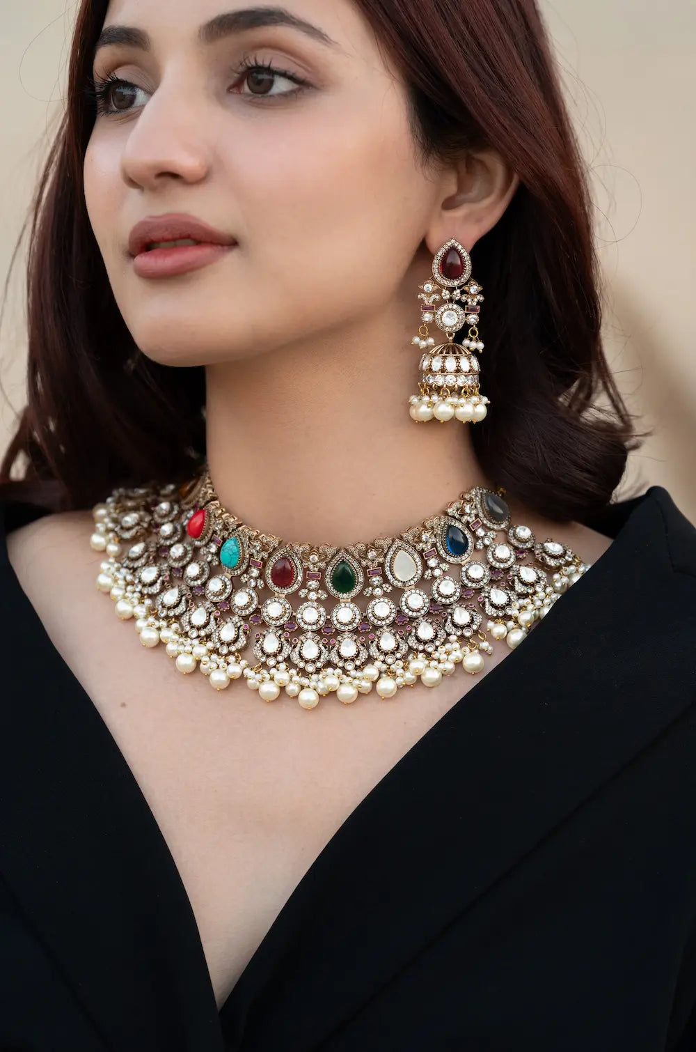 Victorian Navratan Necklace Set