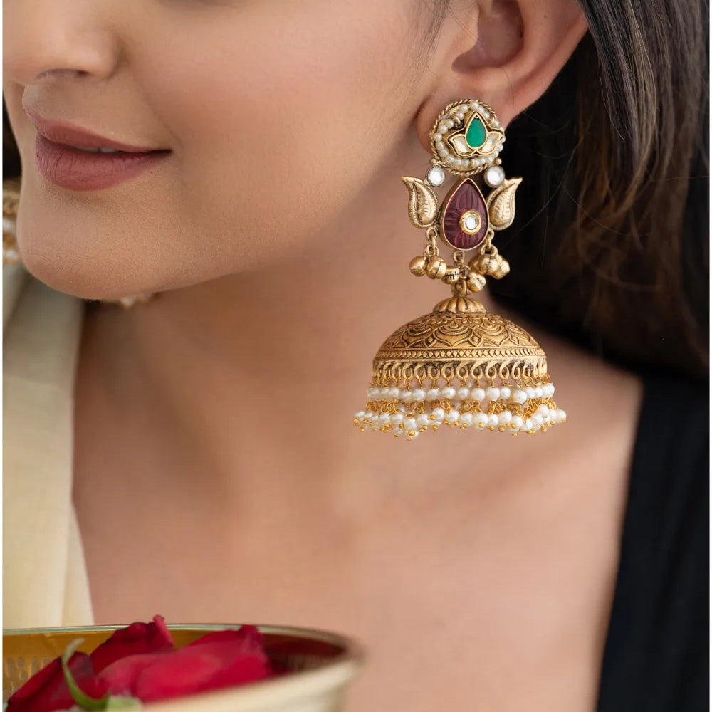 
                      
                        Traditional Temple Jhumkas
                      
                    