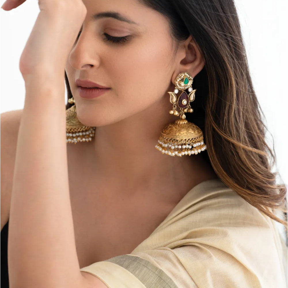 
                      
                        Traditional Temple Jhumkas
                      
                    