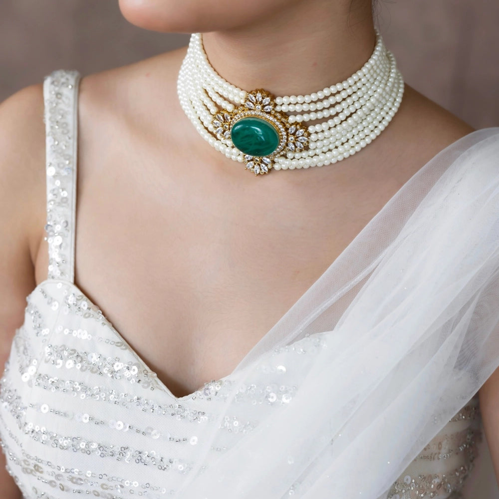 
                      
                        Emerald Pearl Choker Necklace
                      
                    