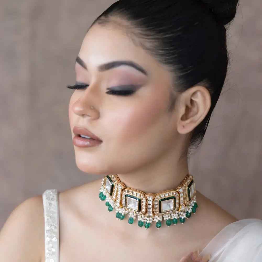 
                      
                        Polki Choker Necklace Set
                      
                    