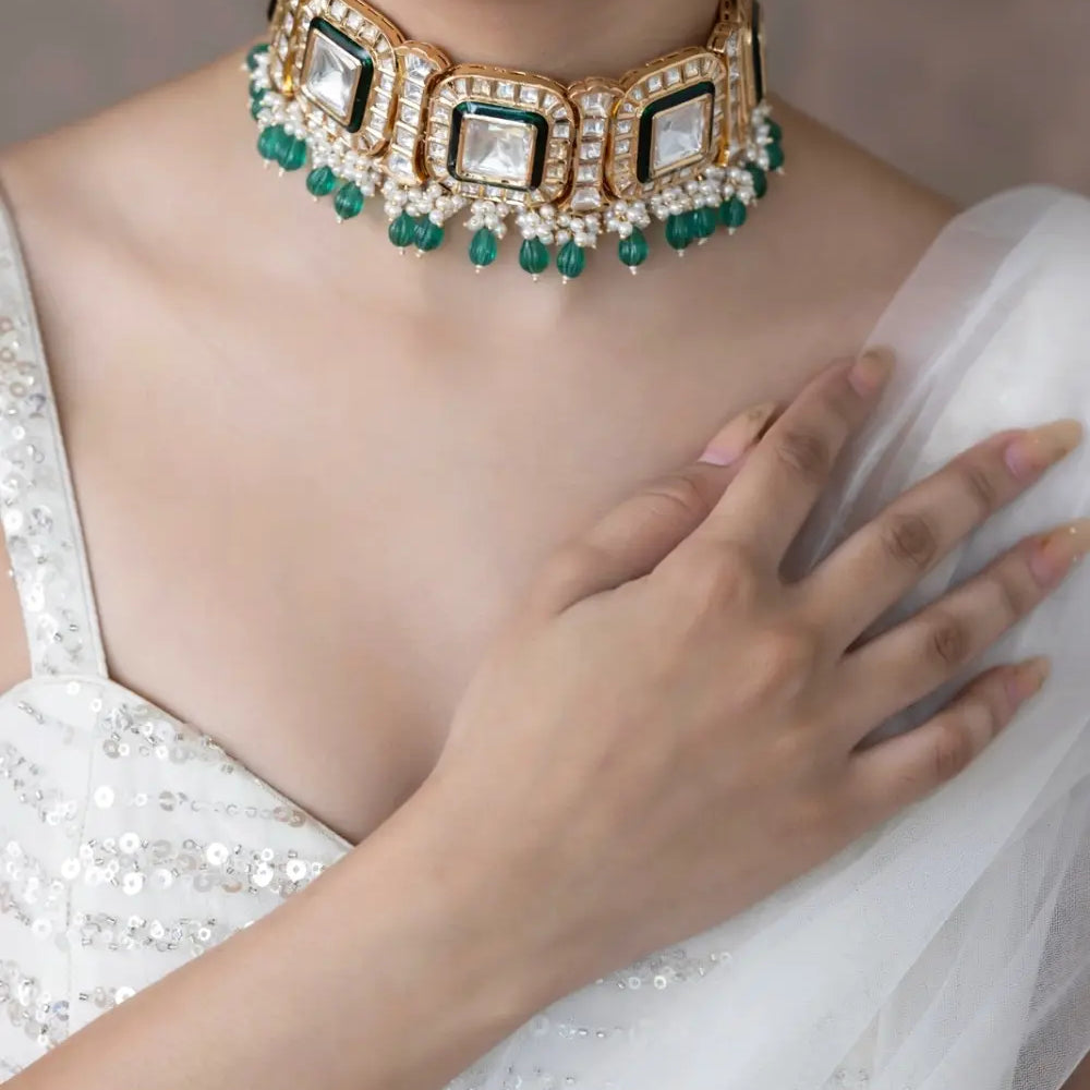 
                      
                        Polki Choker Necklace Set
                      
                    