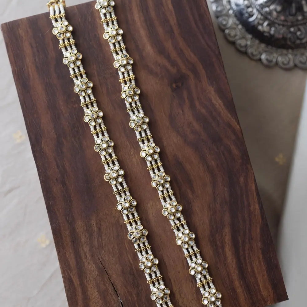 Kundan Pearl Anklets