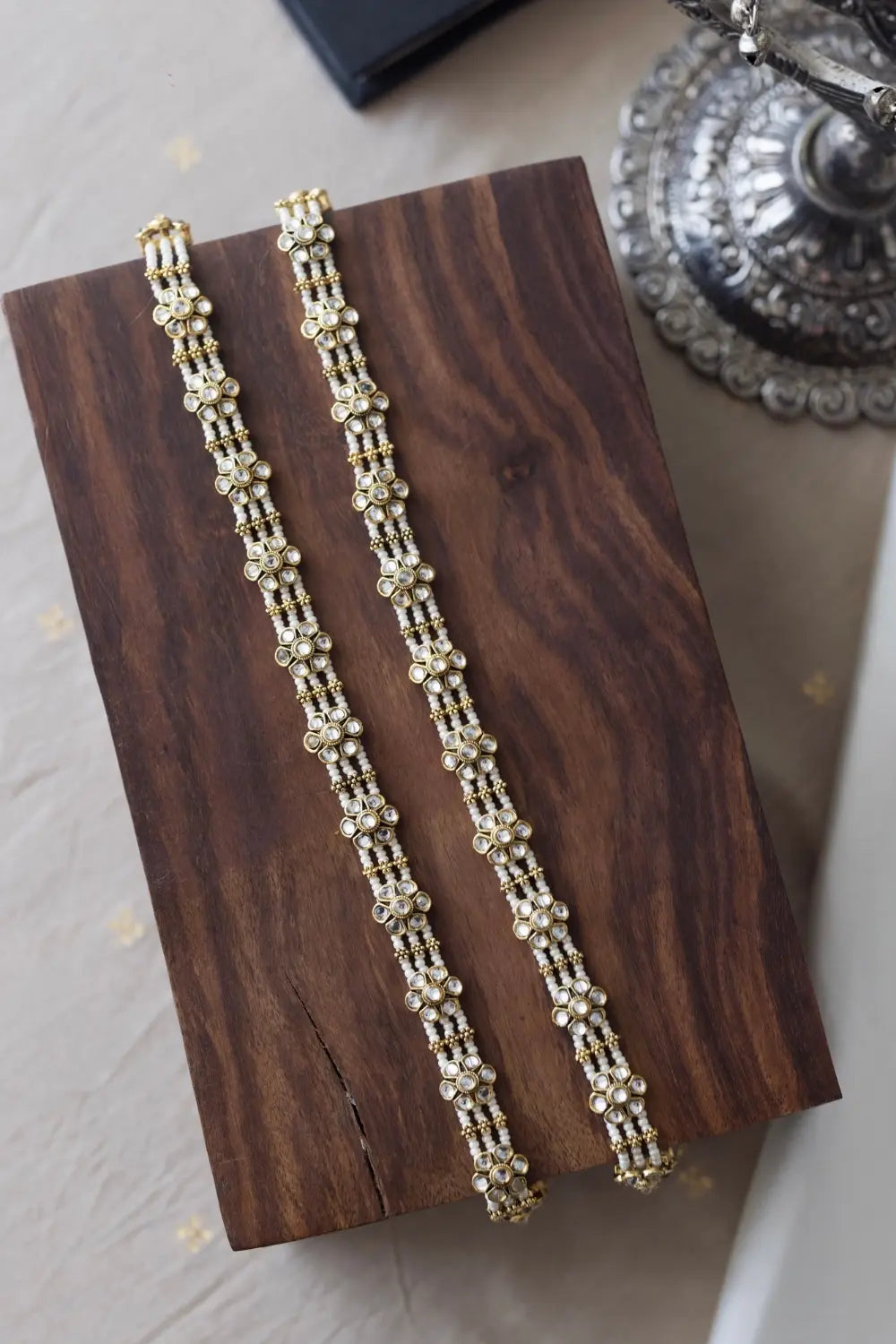 Kundan Pearl Anklets