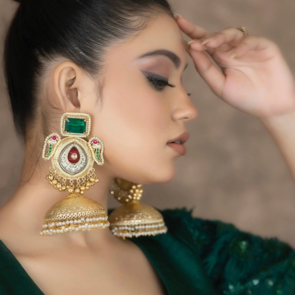 
                      
                        Antique Emerald Jhumkas
                      
                    