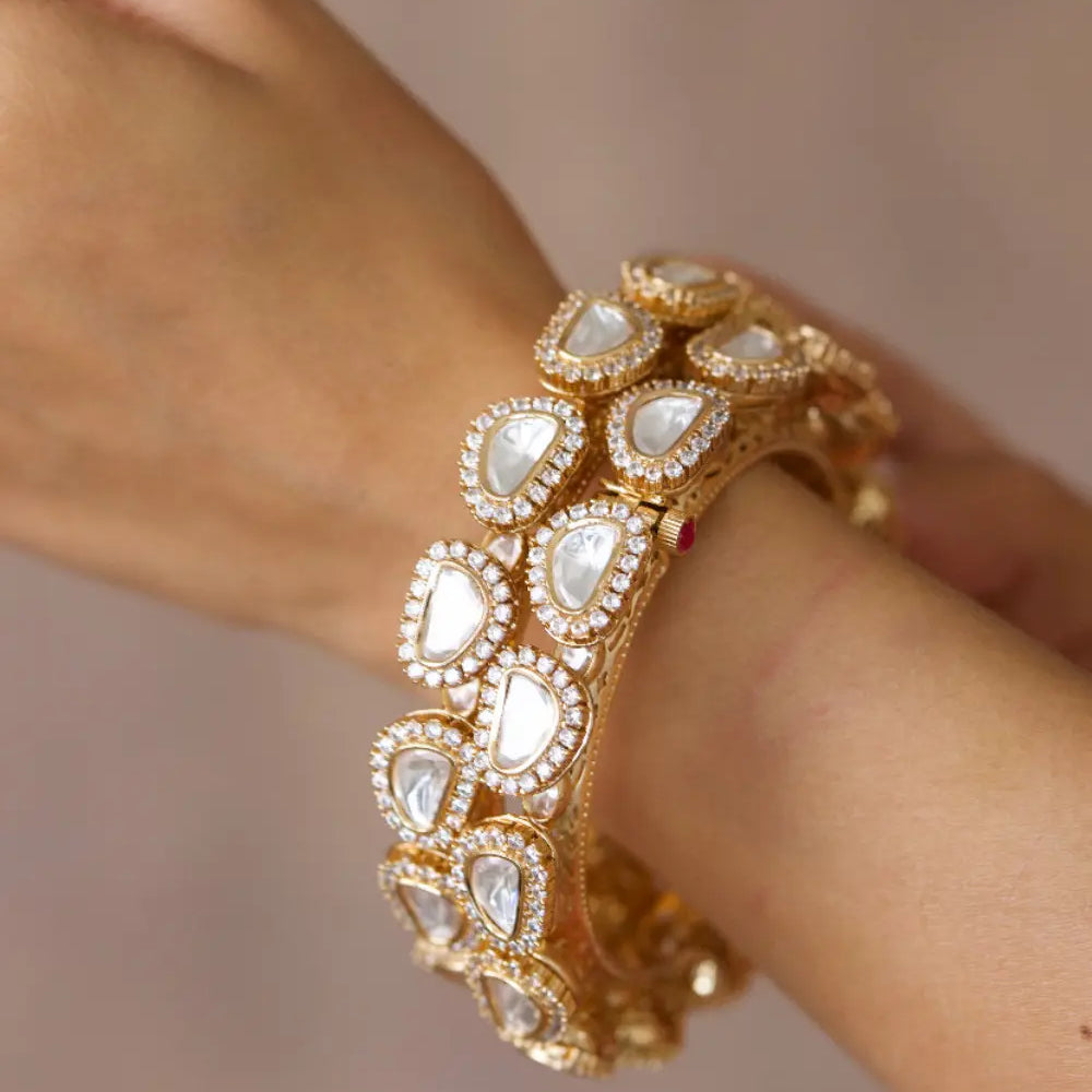 Victorian Polki Pacheli Bangles - Set of 2