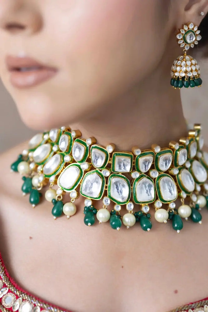 
                      
                        Polki Choker Necklace Set
                      
                    